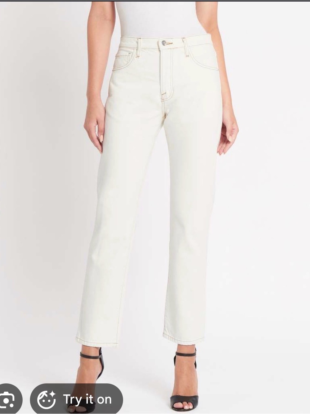 Frame Denim Straight-Leg High-Rise ale Slouch Jeans in Cream